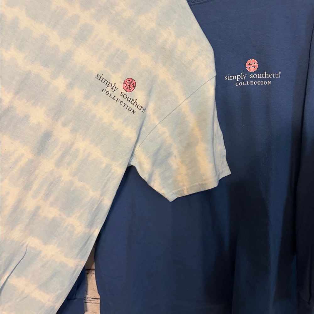 Simply Southern Kids Blue Tie-Dye Shirt and Blue long sleeve